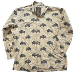 Rum Reggae Shirt Men's NWT Large Buffalo Print Button Down Vacation Hawaiian